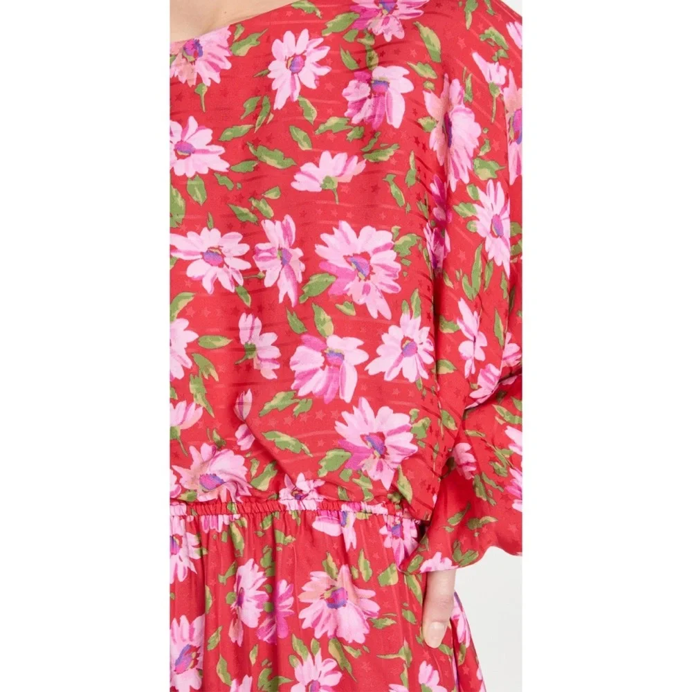 LoveShackFancy Red Hand Painted Floral Mini Dress NWT Large - Picture 11 of 16